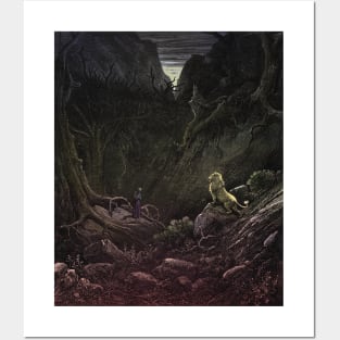 High Resolution Gustave Doré Illustration Dante Beholds a Lion Tinted Posters and Art